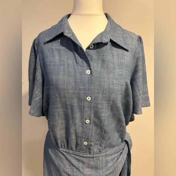 Frnch Kathleen chambray dress side waist tie size medium - Picture 8 of 12